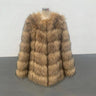Coat Womens Faux Raccoon Patchwork Synthetic Fur Overcoat